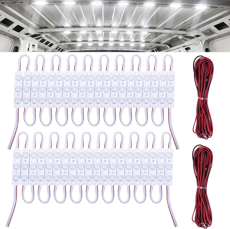 ecocstm 120 Led Van Interior Light Kits, 12V Led Light Strip, Cargo Van Accessories, Ceiling Work Lights Kit, Enclosed Trailer Lights for Truck Vans RV Boats Caravans, 40 Modules(White) - Image 1